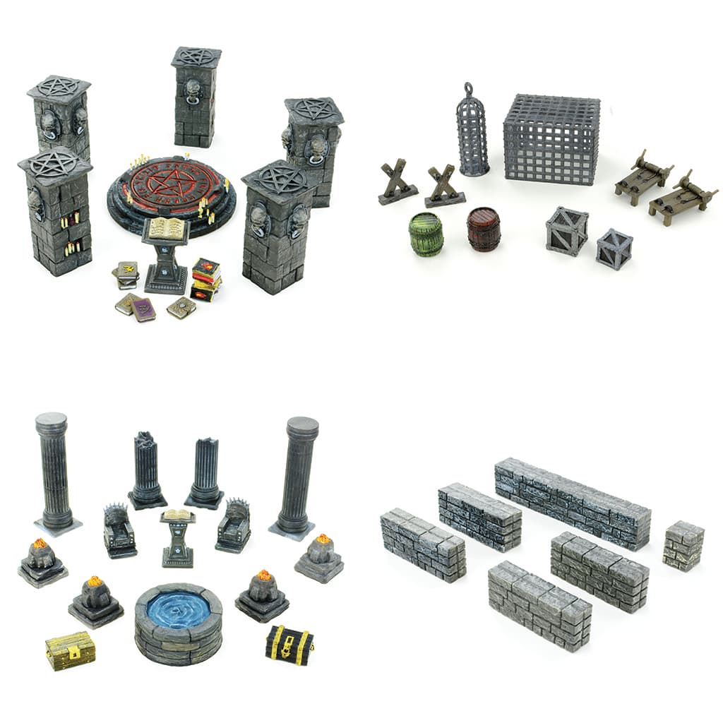3D Miniatures Mega Pack: 30 Ready-to-Use STL Files – Prison, Summoning, Throne Rooms & Half-Height Walls